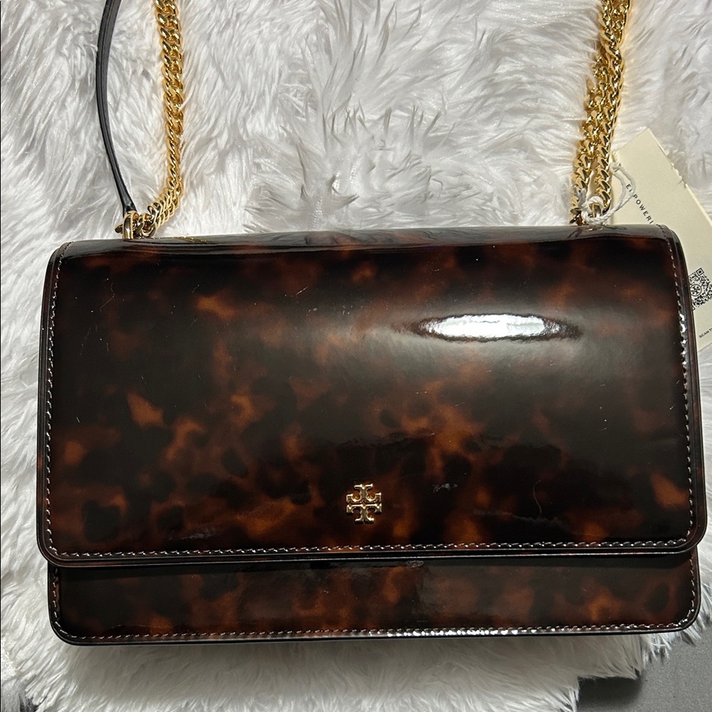 Tory Burch Tortoise Shell Shoulder Bag with Gold Chain